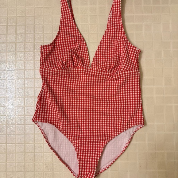 Shade & Shore Red Gingham One-Piece Swimsuit Size XL - Picture 2 of 6